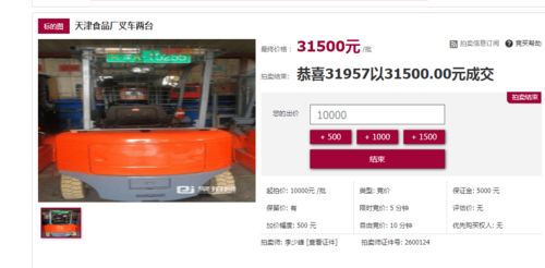 天津市某食品廠叉車拍賣業(yè)務(wù)圓滿落槌 兩臺設(shè)備以31500元成功易主